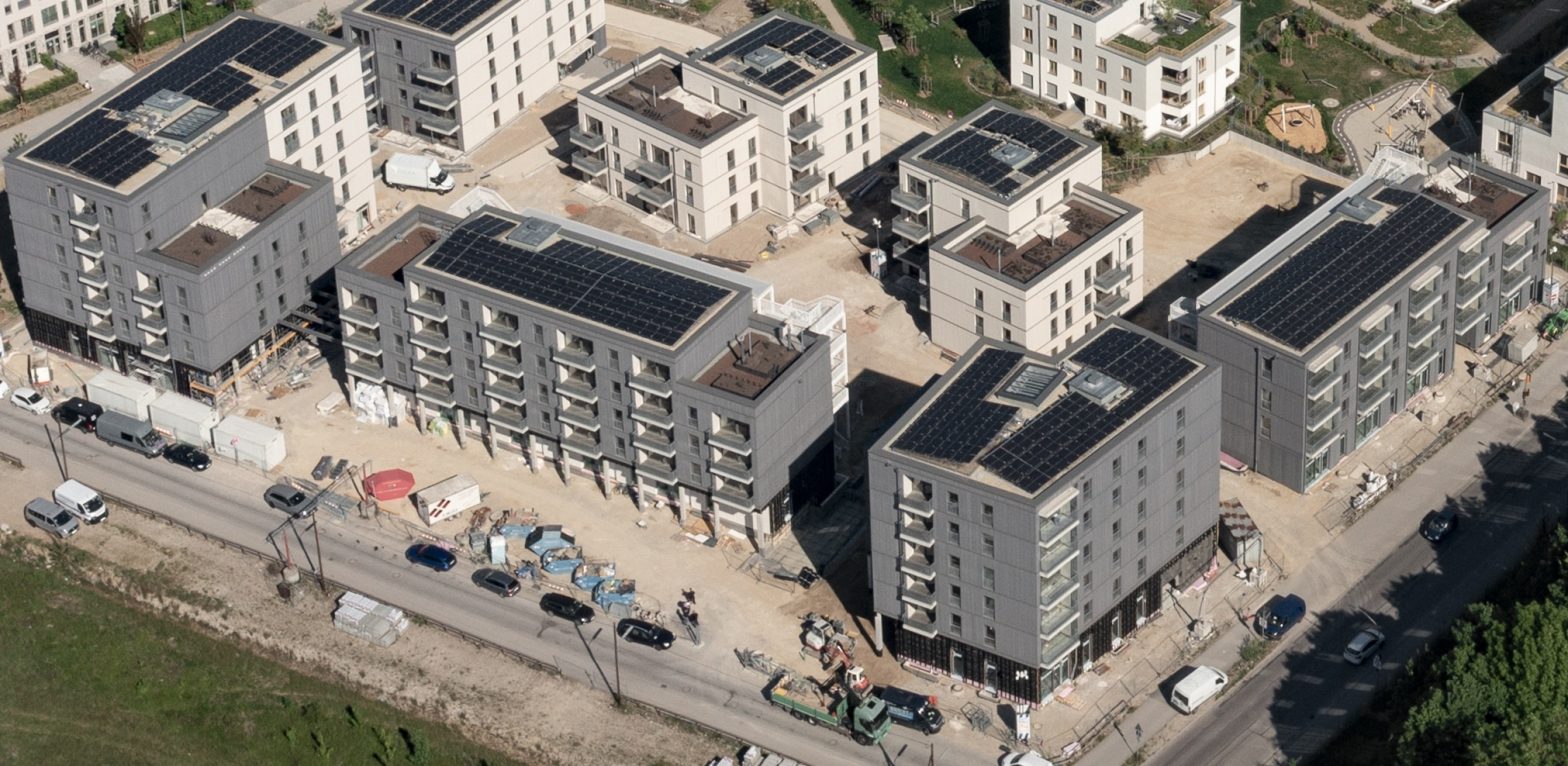 Luftbild des Bauprojektes der Münchner Wohnen